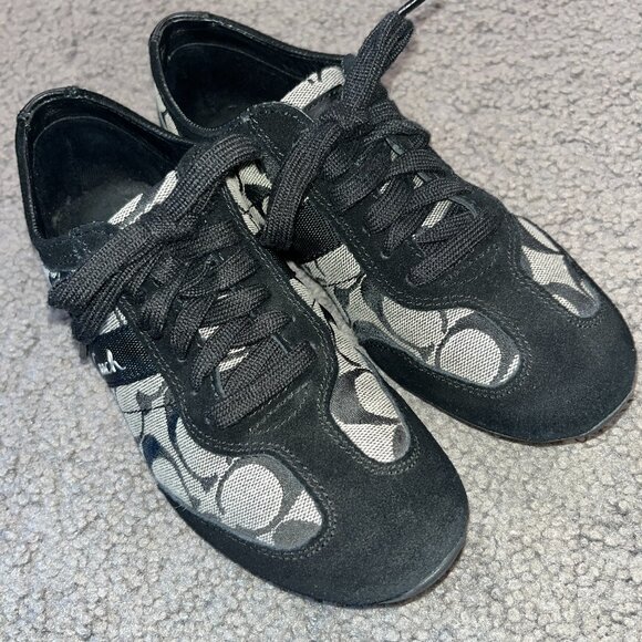 COACH BAYLEE SIGNATURE LOGO BLACK & WHITE SNEAKERINAS - BALLET FLAT SNEAKERS -6M - Picture 1 of 9